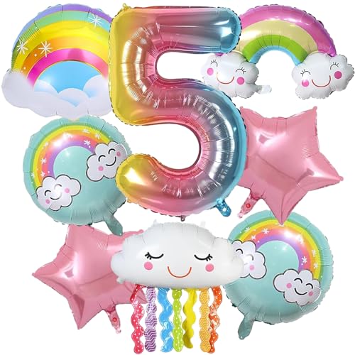 SPERMUOY Regenbogen Deko Kindergeburtstag Regenbogen Geburtstagsdeko Mädchen 5 Jahr,regenbogen party deko geburtstagsdeko regenbogen mädchen,Regenbogen Luftballons für Mädchen Geburtstag Deko von SPERMUOY