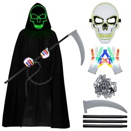 SPERMUOY Sensenmann Kostüm Jungs,Halloween Sensenmann kinder jungen Sensenmann Umhang mit Sensenmann Maske,KinderKostüm Sensenmann für Halloween Karneval Cosplay SPERMUOY Sensenmann Kostüm Jungs,Halloween Sensenmann kinder jungen Sensenmann Umhang mit Sensenmann Maske,KinderKostüm Sensenmann für Halloween Karneval Cosplay von SPERMUOY