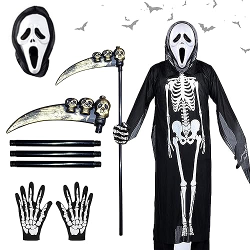 SPERMUOY Ghostface Kostüm für Kinder Mit Scream Maske - Halloween Sensenmann Kostüm für Jungen SPERMUOY Ghostface Kostüm für Kinder Mit Scream Maske - Halloween Sensenmann Kostüm für Jungen von SPERMUOY