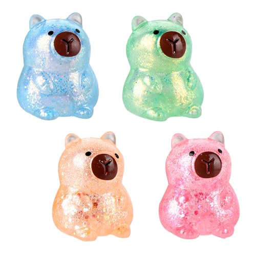 SPERMUOY Capybara Anti Stress Spielzeug, 4 Stück Capybara Squeeze Spielzeug Capybara Fidget Toy Stress Squeeze Spielzeug,Soft Capybara Toys Anti Stress für Erwachsene und Kinder von SPERMUOY