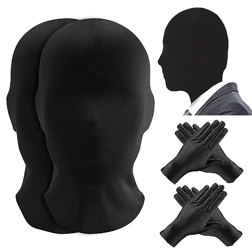 SPERMUOY Vollgesichtsmaske Halloween Schwarz Spandex Vollgesichtsmaske,2 Stück Schwarz Gesichtslose Maske mit 2 Stück Schwarzen Handschuhen,Halloween Spandex Kapuze für Unisex Tuch SPERMUOY Vollgesichtsmaske Halloween Schwarz Spandex Vollgesichtsmaske,2 Stück Schwarz Gesichtslose Maske mit 2 Stück Schwarzen Handschuhen,Halloween Spandex Kapuze für Unisex Tuch von SPERMUOY