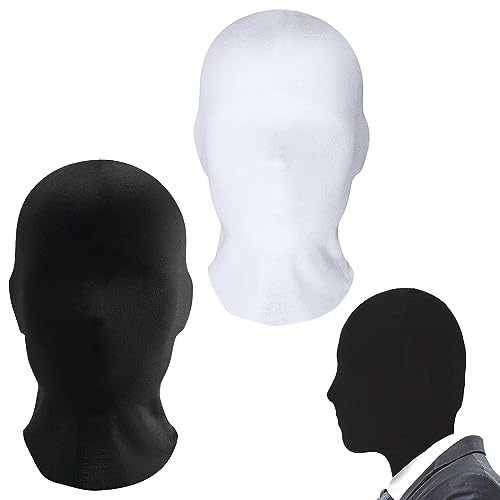 SPERMUOY Vollgesichtsmaske Halloween Schwarz Vollgesichtsmaske,Unisex Schwarz Gesichtslose Maske mit Weiß Gesichtslose Maske,Halloween Spandex Kapuze für Unisex Tuch von SPERMUOY