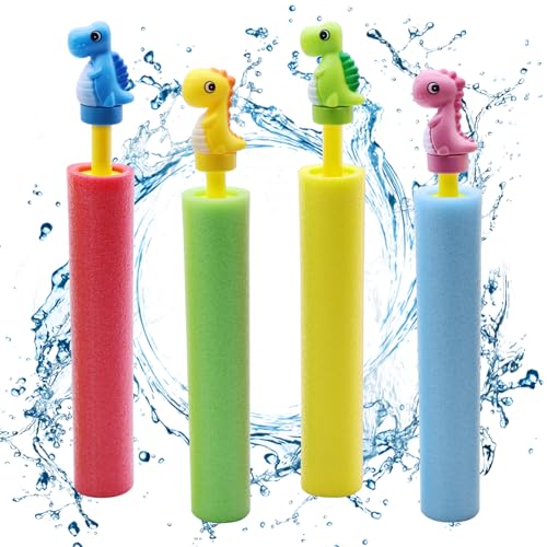 SPERMUOY Wasserspritzpistole,4 Stück Dinosaurier Wasserspritze Kinder Spritzpistole,Wasserspritzpistole Strandspielzeug,Kinder Wasserpistolen Super Wasserblaster für Pool Strand Outdoor von SPERMUOY
