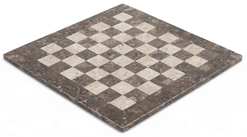SPESHSTONES Marmor-Schachbrett, 38,1 cm, handgefertigt, Ozean- und Travertin-Luxus-Brettspiele für Erwachsene und Familie, ideales Marmor-Schachbrett für Reisen, Tischspiele und Heimdekoration von SPESHSTONES