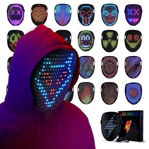 SPEWOM Leuchtende Led-Maske mit Gesten-Sensor,Transformation,digitale Led leuchtende Masken für Halloween,Maskerade,Rave,DJ Party von SPEWOM