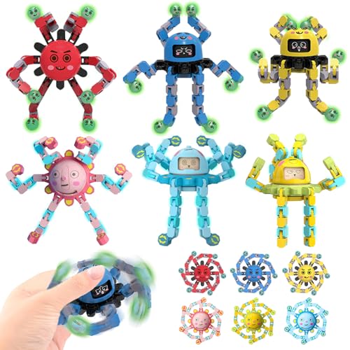 SPHERETRON 6 Stück Robot Fidget Spinner Spielzeug DIY Transformierbar Sensorische Spielzeug für ADHS Angst Autismus,Geburtstag Geschenk für Teenager Junge & Mädchen Party Gunst von SPHERETRON