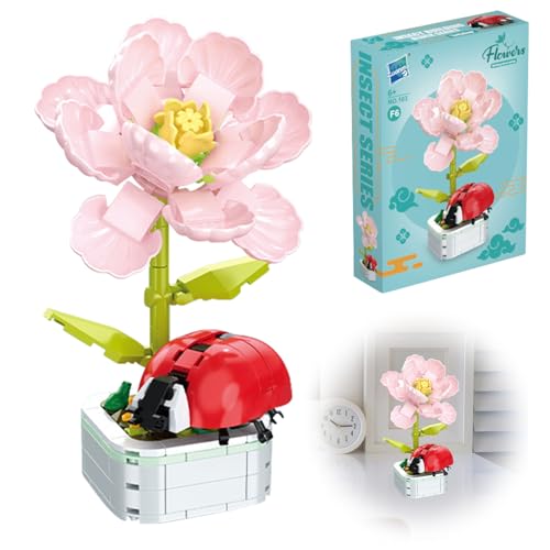 SPHERETRON Klemmbausteine Blumen für Erwachsene - Bausteine Marienkäfer Geschenk von SPHERETRON