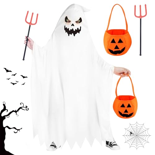 SPHERETRON Halloween Kostüm für Kinder - Weißes Gespenst Faschingskostüm für Jungen und Mädchen - Party Cosplay SPHERETRON Halloween Kostüm für Kinder - Weißes Gespenst Faschingskostüm für Jungen und Mädchen - Party Cosplay von SPHERETRON