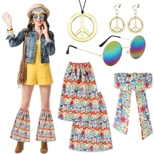 Hippie Accessoires 7 Stück Hippie Accessoires Damen Hippie Kostüm ZubehörHippie Kleidung Damen Hippie mit Hippie Brille Stiefelholster Friedenszeichen Anhänger Vintage Zubehör für Karneval Cosplay Hippie Accessoires 7 Stück Hippie Accessoires Damen Hippie Kostüm ZubehörHippie Kleidung Damen Hippie mit Hippie Brille Stiefelholster Friedenszeichen Anhänger Vintage Zubehör für Karneval Cosplay von SPHERETRON