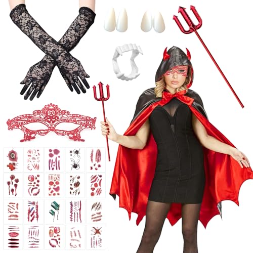 SPHERETRON Teufel Kostüm Damen - Faschings- und Karnevalskostüm für Halloween Cosplay - Vampir Verkleidung von SPHERETRON