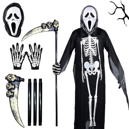 SPHERETRON Sensenmann Kostüm Kinder Halloween Kostüm Kinder Halloween Kostüm Sensenmann mit ghostface maske Sense Handschuhe Halloween kostüm junge für Halloween Karneval Party SPHERETRON Sensenmann Kostüm Kinder Halloween Kostüm Kinder Halloween Kostüm Sensenmann mit ghostface maske Sense Handschuhe Halloween kostüm junge für Halloween Karneval Party von SPHERETRON
