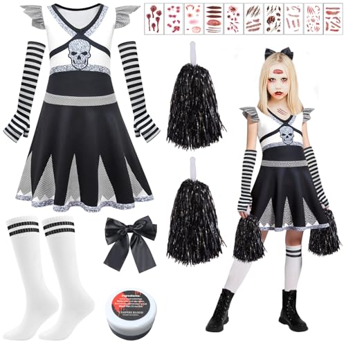 SPHERETRON Zombie Cheerleader Kostüm Zombie Cheerleader Halloween Skelett Kleid Mädchen Kostüm Cheerleaders Mädchen Halloween Cheerleaders Kostüms Kinder,für Halloween-Party SPHERETRON Zombie Cheerleader Kostüm Zombie Cheerleader Halloween Skelett Kleid Mädchen Kostüm Cheerleaders Mädchen Halloween Cheerleaders Kostüms Kinder,für Halloween-Party von SPHERETRON