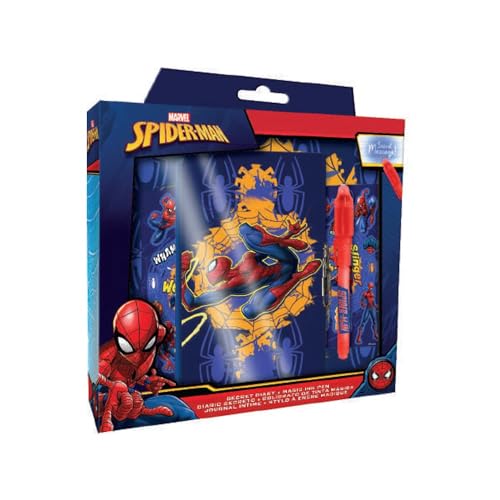 SPIDER-MAN Schreibset, Mehrfarbig, Spider-Man, Tagebuch Set mit Schloss und Zauberstift von SPIDER-MAN