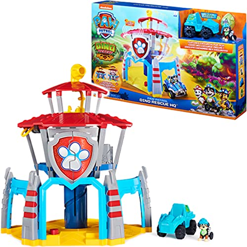 PAW Patrol Dino Rescue Hauptquartier-Spielset mit Geräuschen sowie exklusiver Rex-Figur und Fahrzeug, Spielzeug für Kinder ab 3 Jahren von PAW PATROL