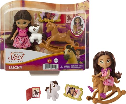 Dreamworks Spirit GXF11 - "Spirit - frei und ungezähmt" Lucky Puppe (10cm), 5 bewegliche Gelenke und Zubehör: Schaukelpferd, kleines Pferd und mehr, tolles Geschenk für Kinder ab 3 Jahren Dreamworks Spirit GXF11 - "Spirit - frei und ungezähmt" Lucky Puppe (10cm), 5 bewegliche Gelenke und Zubehör: Schaukelpferd, kleines Pferd und mehr, tolles Geschenk für Kinder ab 3 Jahren von Mattel