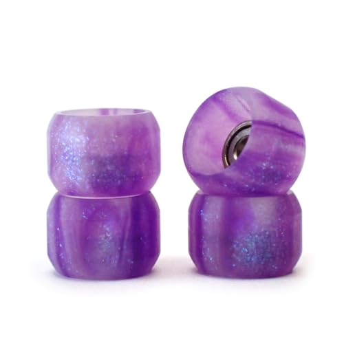 SPITBOARDS® Fingerboard Pro Wheels with Real Ball Bearings, Professional CNC Polyurethan Quality, Street Wheels Shape (Swirl Purple) von SPITBOARDS