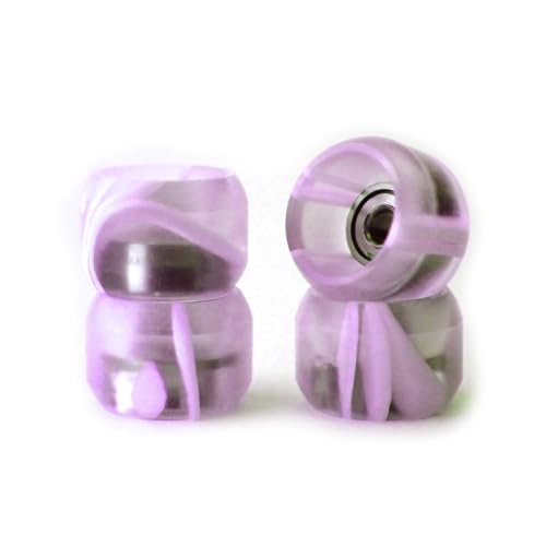 SPITBOARDS® Fingerboard Pro Wheels with Real Ball Bearings, Professional CNC Polyurethane Quality, Street Wheels Shape (Swirl Transparent Purple) von SPITBOARDS