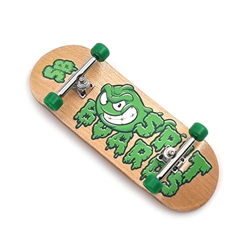 SPITBOARDS 34mm x 96mm Pro Fingerboard Set-Up (Complete) | Real Wood Deck | Pro Trucks with Lock-Nuts and Pro Bushings | Polyurethane Pro Wheels with Bearings | Logo (Wood Version) von SPITBOARDS