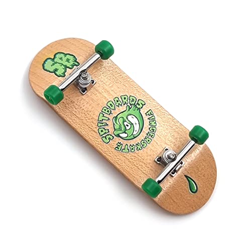 SPITBOARDS 34mm x 96mm Pro Fingerboard Set-Up (Complete) | Real Wood Deck | Pro Trucks with Lock-Nuts and Pro Bushings | Polyurethane Pro Wheels with Bearings | Round Emblem (Wood Version) von SPITBOARDS
