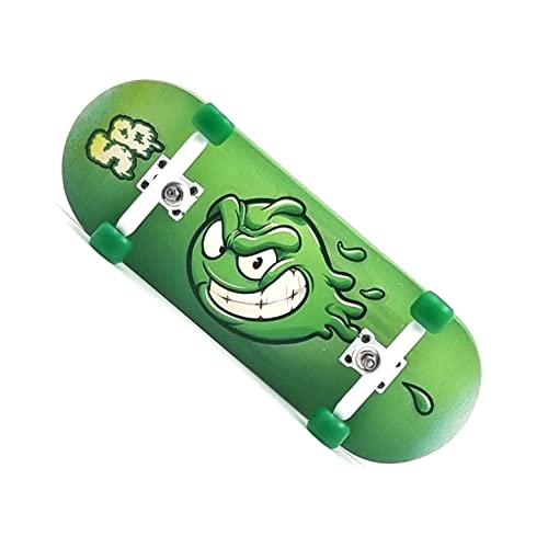 SPITBOARDS 34mm x 96mm Pro Fingerboard Set-Up (Complete) | Real Wood Deck | Pro Trucks with Lock-Nuts and Pro Bushings | Polyurethane Pro Wheels with Bearings | Slimeball (Green Version) von SPITBOARDS