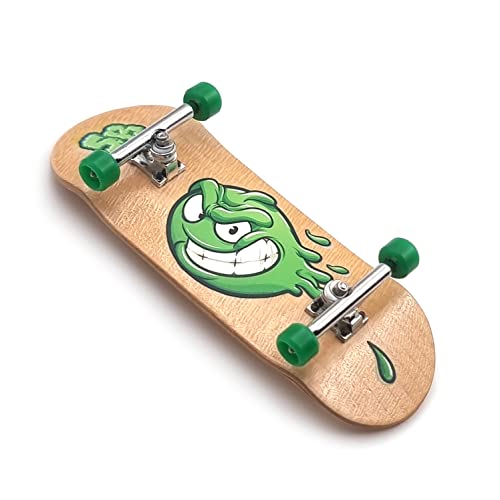 SPITBOARDS 34mm x 96mm Pro Fingerboard Set-Up (Complete) | Real Wood Deck | Pro Trucks with Lock-Nuts and Pro Bushings | Polyurethane Pro Wheels with Bearings | Slimeball (Wood Version) von SPITBOARDS