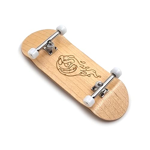 SPITBOARDS 34mm x 96mm Pro Fingerboard Set-Up (Complete) | Real Wood Deck | Pro Trucks with Lock-Nuts and Pro Bushings | Polyurethane Pro Wheels with Bearings | Engraved Slimeball (Wood Version) von SPITBOARDS
