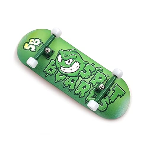 SPITBOARDS 34mm x 96mm Pro Fingerboard Set-Up (Complete) | Real Wood Deck | Pro Trucks with Lock-Nuts and Pro Bushings | Polyurethane Pro Wheels with Bearings | Logo (Green Version) von SPITBOARDS