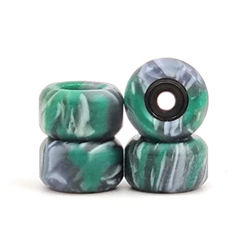 SPITBOARDS Fingerboard Swirl Wheels Polyurethane CNC Lathed Bearing Wheels - Green Swirl von SPITBOARDS