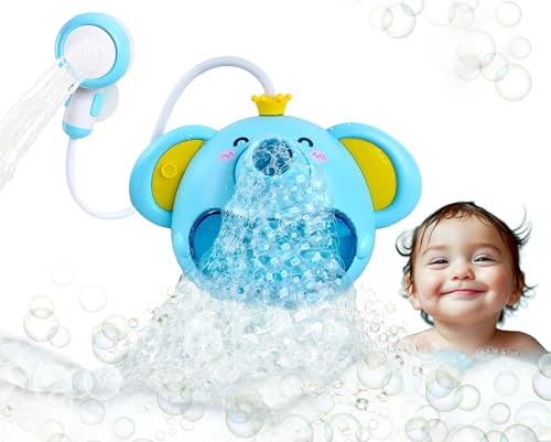 SPITZER TOYS® Badewannenspielzeug, Schaum-Elefant mit Babydusche, Badespielzeug mit Seifenblasen, Baby Wasserspielzeug Set für Mädchen und Jungen ab 1 2 3 4 Jahren, Badespaß Musik, Geschenk für Kinder von SPITZER TOYS