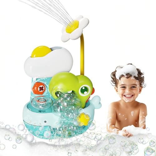SPITZER TOYS® Schaum-Dinosaurier mit Babydusche, Badespielzeug mit Seifenblasen, Badewannenspielzeug, Baby Wasserspielzeug Set für Mädchen und Jungen ab 1 2 3 4 Jahren von SPITZER TOYS