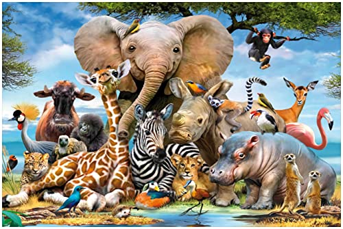 1500 Teile Puzzle für Erwachsene und Kinder,Elefant Giraffe Löwe Tier Puzzle,Unmögliches Rätsel von SPLMho