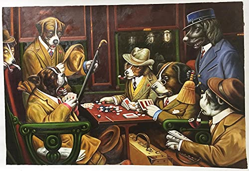 Puzzle 1500 Teile,Puzzlespiel für ältere Menschen - Eine Gruppe Hunde, die Poker Spielen Holzpuzzle von SPLMho