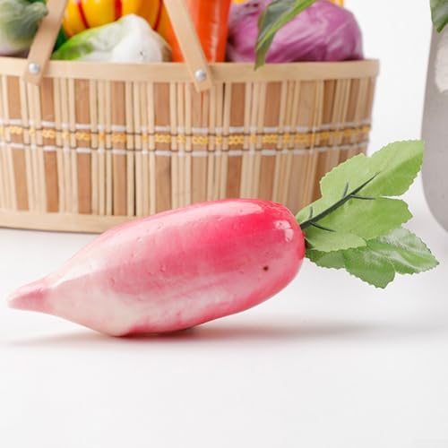 PVC Fake Gemüse Modell für Puppenhäuser enthält realistische Knoblauch-, Süßkartoffel- und Gurken-Designs (Rettich) von SPORTARC