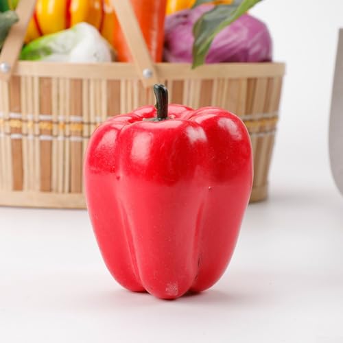 PVC-Gemüsemodell für Puppenhäuser, enthält realistische Knoblauch-, Süßkartoffel- und Gurken-Designs (roter Pfeffer #2) von SPORTARC
