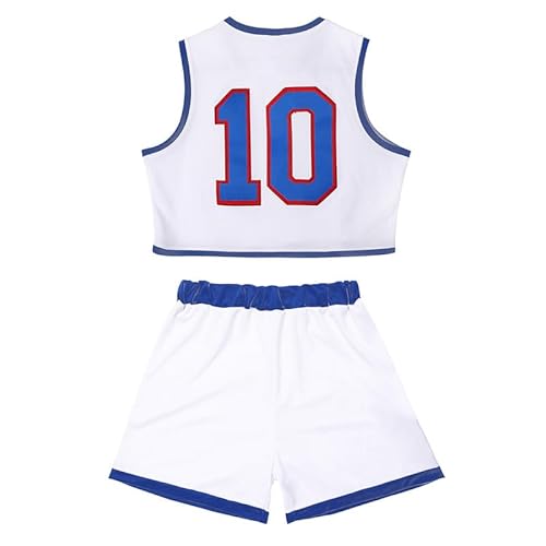 Damen #10 Bunny Kostüm Weltraum Film Cosplay Outfit Ärmelloses Jersey Top & Shorts Set für Halloween Weiß (XS-XXL), #10 Culottes, S von SPPOTY