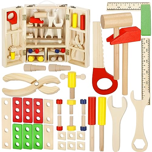 SPRINGOS Holzwerkzeug Werkzeugkasten für Kinder 32-TLG. von SPRINGOS
