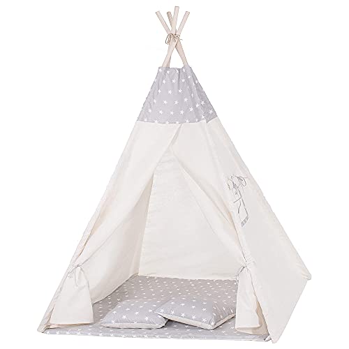 SPRINGOS Kinderzelt Kinder Tipi Zelt Bodenmatte Kissen Baumwolle 160 x 120 x 100 cm Kinderspielzelt SPRINGOS Kinderzelt Kinder Tipi Zelt Bodenmatte Kissen Baumwolle 160 x 120 x 100 cm Kinderspielzelt von SPRINGOS