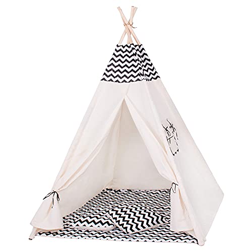 SPRINGOS Kinderzelt Kinder Tipi Zelt Bodenmatte Kissen Baumwolle 160x120x100 cm Kinderspielzelt SPRINGOS Kinderzelt Kinder Tipi Zelt Bodenmatte Kissen Baumwolle 160x120x100 cm Kinderspielzelt von SPRINGOS