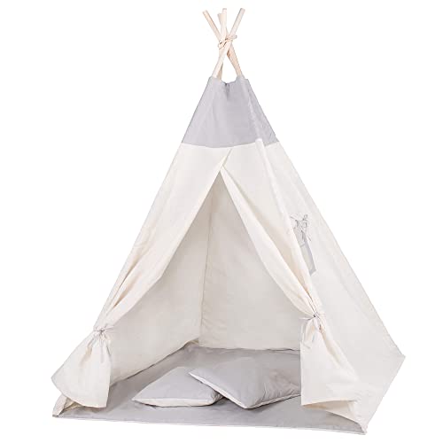 SPRINGOS Kinderzelt Kinder Tipi Zelt Bodenmatte Kissen Baumwolle 160x120x100 cm Kinderspielzelt SPRINGOS Kinderzelt Kinder Tipi Zelt Bodenmatte Kissen Baumwolle 160x120x100 cm Kinderspielzelt von SPRINGOS