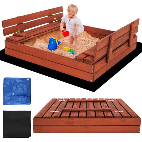 Sandkasten mit Abdeckung 120 cm – Holz Sandkasten mit Sitzbank, wetterfest & imprägniert, klappbarer Deckel, kindersicher & FSC-Holz – SPRINGOS Sandkasten mit Abdeckung 120 cm – Holz Sandkasten mit Sitzbank, wetterfest & imprägniert, klappbarer Deckel, kindersicher & FSC-Holz – SPRINGOS von SPRINGOS