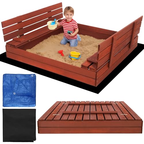 Sandkasten mit Abdeckung 140 cm – Holz Sandkasten mit Bank & Deckel, wetterfest & imprägniert für Kinder – Sandkiste aus FSC-zertifiziertem Holz – SPRINGOS Sandkasten mit Abdeckung 140 cm – Holz Sandkasten mit Bank & Deckel, wetterfest & imprägniert für Kinder – Sandkiste aus FSC-zertifiziertem Holz – SPRINGOS von SPRINGOS