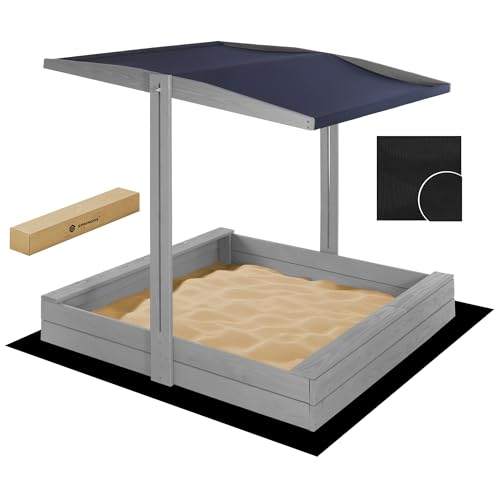 Sandkasten mit Dach 120 cm – Holz Sandkasten mit Abdeckung & Sitzbank, imprägniert & wetterfest, höhenverstellbares Sonnendach, Spielplatz für Kinder – SPRINGOS Sandkasten mit Dach 120 cm – Holz Sandkasten mit Abdeckung & Sitzbank, imprägniert & wetterfest, höhenverstellbares Sonnendach, Spielplatz für Kinder – SPRINGOS von SPRINGOS
