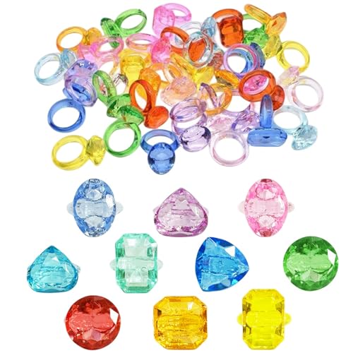 SPRMUD 100 Stück Kunststoff-Acryl-Ringe, Verschiedene Formen, Diamant-Ringe für Partygeschenke, Mädchen, Geburtstagsgeschenk, Preis, Karneval, Spielzeug, Goodie-Tasche für Kinder SPRMUD 100 Stück Kunststoff-Acryl-Ringe, Verschiedene Formen, Diamant-Ringe für Partygeschenke, Mädchen, Geburtstagsgeschenk, Preis, Karneval, Spielzeug, Goodie-Tasche für Kinder von SPRMUD