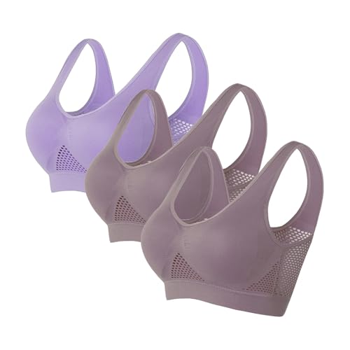 3er-Pack Push-up-Sport-BHs für Damen, drahtlose Yoga-BHs mit herausnehmbaren Pads, Sommer, Netzstoff, atmungsaktiv, bequem, Multipack, nahtloser BH, Weste, bauchfreie Tops für Yoga, Laufen, Joggen 3er-Pack Push-up-Sport-BHs für Damen, drahtlose Yoga-BHs mit herausnehmbaren Pads, Sommer, Netzstoff, atmungsaktiv, bequem, Multipack, nahtloser BH, Weste, bauchfreie Tops für Yoga, Laufen, Joggen von SPSMOKH