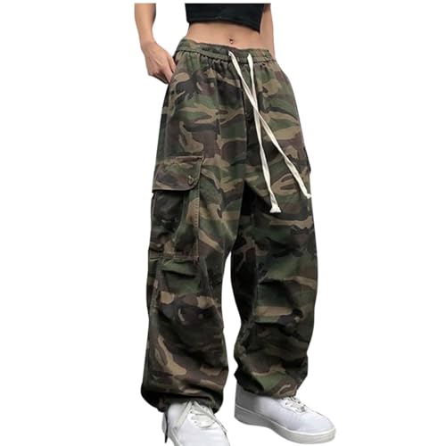 Cargohose für Damen, Camouflage, gerades langes Bein, Cargo-Jogginghose mit mehreren Taschen, elastische Taille, Baggy-Jogginghose, Y2K, Streetwear, lockere Passform, Vintage-Trainingsanzug Cargohose für Damen, Camouflage, gerades langes Bein, Cargo-Jogginghose mit mehreren Taschen, elastische Taille, Baggy-Jogginghose, Y2K, Streetwear, lockere Passform, Vintage-Trainingsanzug von SPSMOKH