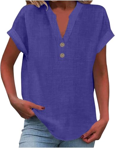 Damen-Oberteil, Baumwoll-Leinen-Hemd, Sommer, V-Ausschnitt, Knopfleiste, kurzärmelig, Damenbluse, T-Shirts, einfarbig, Arbeit, lässig, übergroß, lockere Blusen, Alltag, Damenoberteil, Tuch Damen-Oberteil, Baumwoll-Leinen-Hemd, Sommer, V-Ausschnitt, Knopfleiste, kurzärmelig, Damenbluse, T-Shirts, einfarbig, Arbeit, lässig, übergroß, lockere Blusen, Alltag, Damenoberteil, Tuch von SPSMOKH