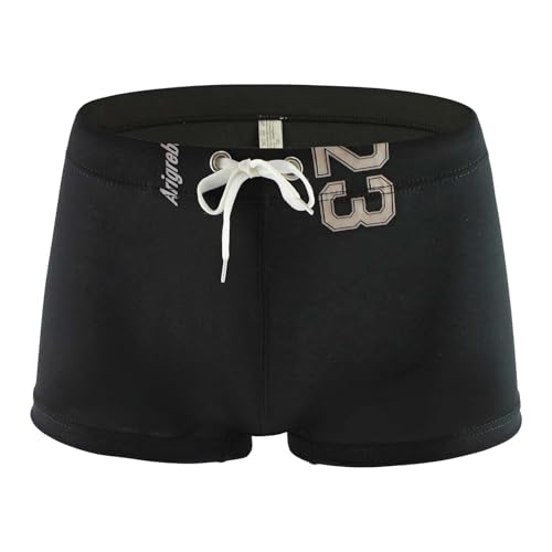 Herren-Badehose, niedrige Taille, schmal, flache Badehose, solide und gestreift, schnell trocknend, Surf-Shorts, dreieckige Bikini-Badehose für Strand, heiße Quellen, Schwarz, Größe S Herren-Badehose, niedrige Taille, schmal, flache Badehose, solide und gestreift, schnell trocknend, Surf-Shorts, dreieckige Bikini-Badehose für Strand, heiße Quellen, Schwarz, Größe S von SPSMOKH