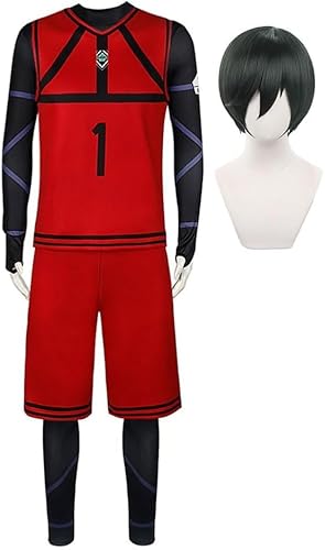 Nagi Blue Lock Cosplay Fußball Outfits Isagi Yoichi Trikot Fußball Sport Trainingsanzüge Sportbekleidung Kits und Overall für Halloween Rollenspiel Kostüm Vollsets (Rin Itoshi Trikot mit Perücke, L) Nagi Blue Lock Cosplay Fußball Outfits Isagi Yoichi Trikot Fußball Sport Trainingsanzüge Sportbekleidung Kits und Overall für Halloween Rollenspiel Kostüm Vollsets (Rin Itoshi Trikot mit Perücke, L) von SPSMOKH
