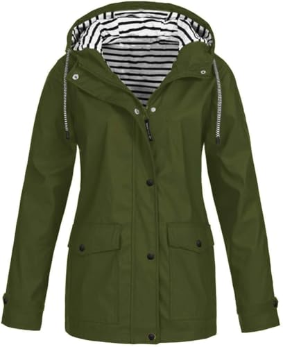 Regenjacke für Damen, leicht, wasserdicht, mit Kapuze, Regenmantel, einfarbig, Reißverschluss, Softshell-Jacke, lässiger lockerer Trenchcoat, übergroß, Camping, Windbreaker zum Radfahren, Wandern Regenjacke für Damen, leicht, wasserdicht, mit Kapuze, Regenmantel, einfarbig, Reißverschluss, Softshell-Jacke, lässiger lockerer Trenchcoat, übergroß, Camping, Windbreaker zum Radfahren, Wandern von SPSMOKH