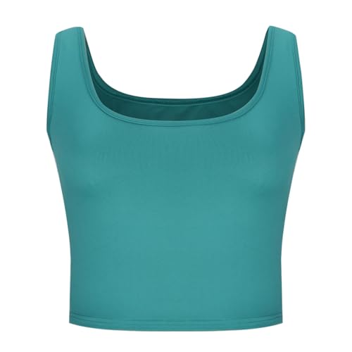 SPSMOKH Ärmelloses Damen-Tanktop mit quadratischem Ausschnitt und breitem Riemen, gerippt, gestrickt, Sport-Fitness-Weste für Yoga, Workout, UK-Ausverkauf (02 Grün, XXL) von SPSMOKH